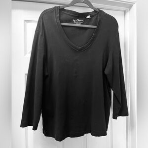Chicos black V-Neck Top in size 3 (size 16)